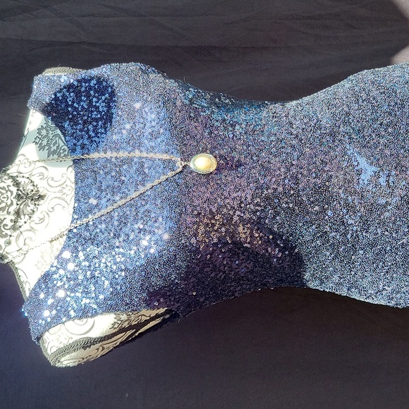 crystal doll dresses sequin Crystal Doll Juniors' Rhinestone-Strap Glitter Gown